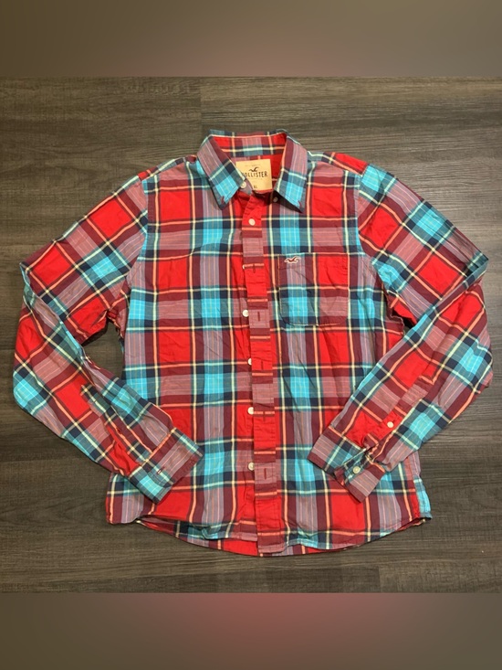 Hollister Other - Hollister Red & Blue Plaid Long-Sleeve Button-Down Shirt